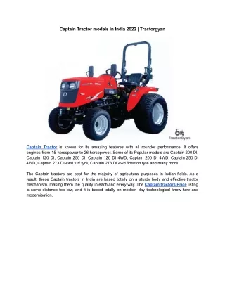 Captain Tractor models in India 2022 | Tractorgyan
