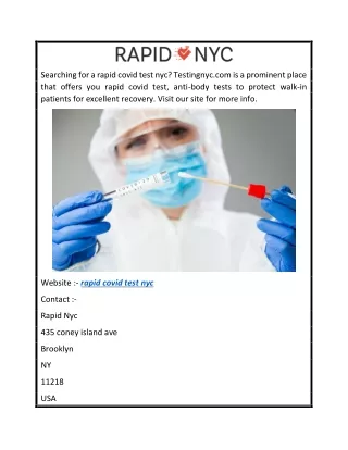 Rapid Covid Test Nyc  Testingnyc.com