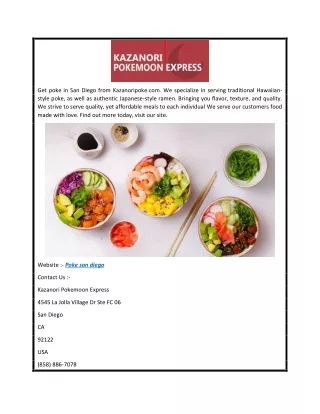Poke san diego  kazanoripoke.com
