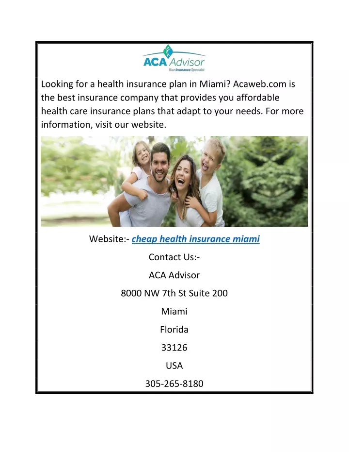 looking for a health insurance plan in miami