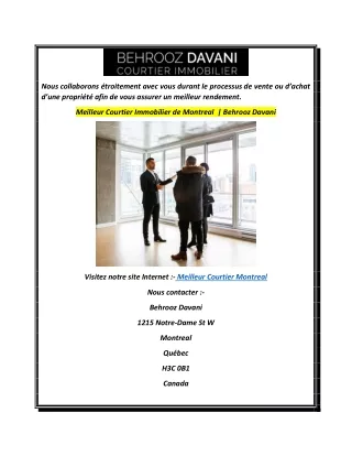 Meilleur Courtier Immobilier de Montreal   Behrooz Davani