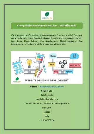 Cheap Web Development Services DataSlexIndia