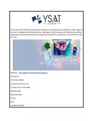 Hire Software Development Company  Ysatsolutions.com