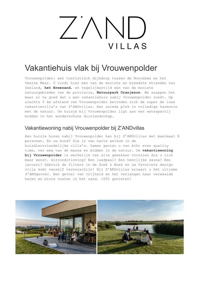 vakantiehuis vlak bij vrouwenpolder