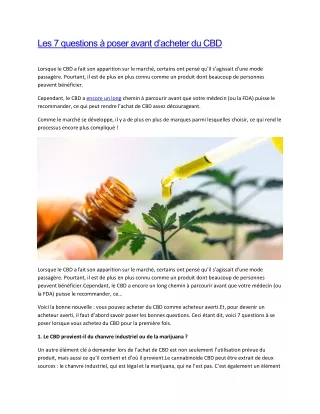 les 7 questions poser avant d acheter du cbd