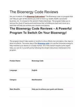 the bioenergy code reviews