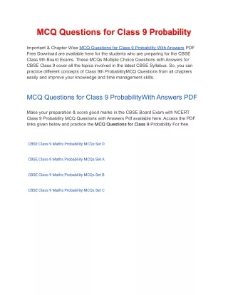 mcq questions for class 9 probability
