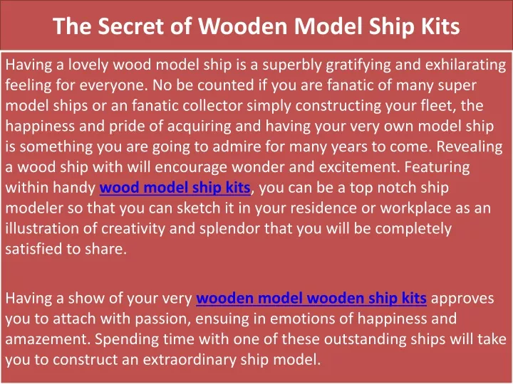the secret of wooden model ship kits
