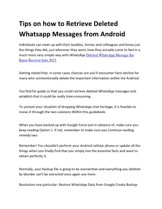 Tips on how to Retrieve Deleted Whatsapp Messages from Android