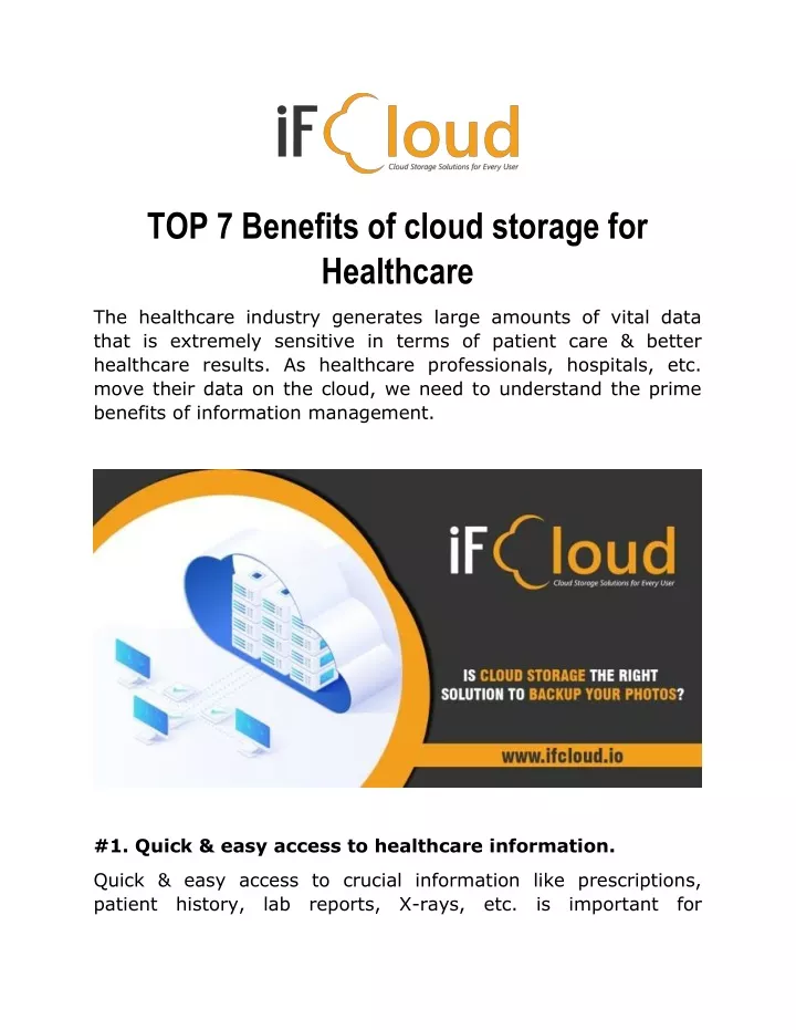 top 7 benefits of cloud storage for healthcare