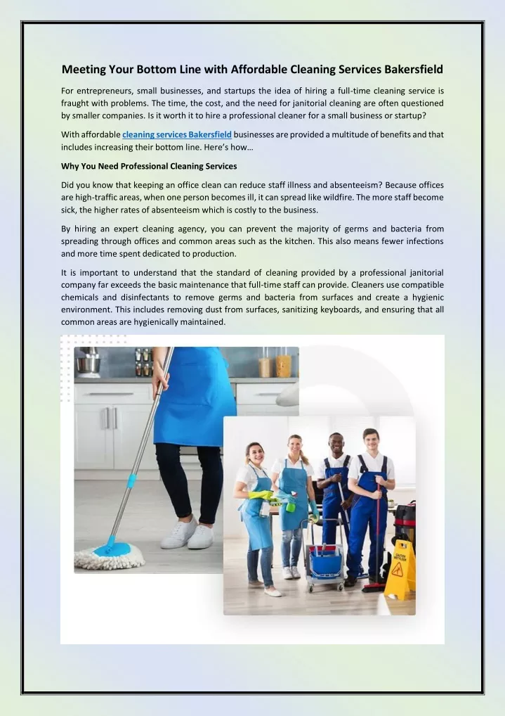 meeting your bottom line with affordable cleaning