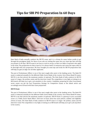 tips for sbi po preparation in 60 days