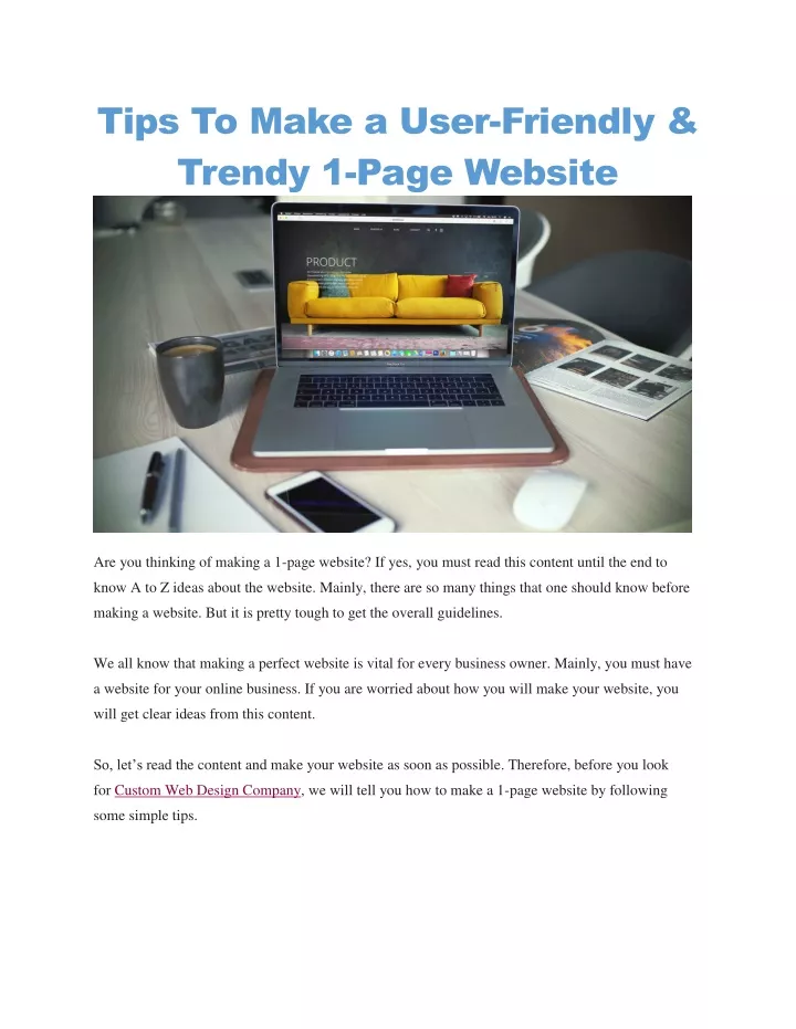 tips to make a user friendly trendy 1 page website