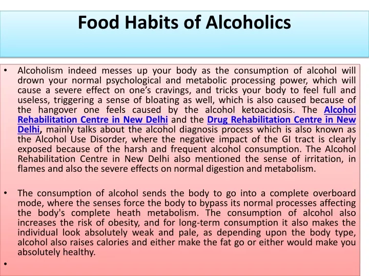 food habits of alcoholics