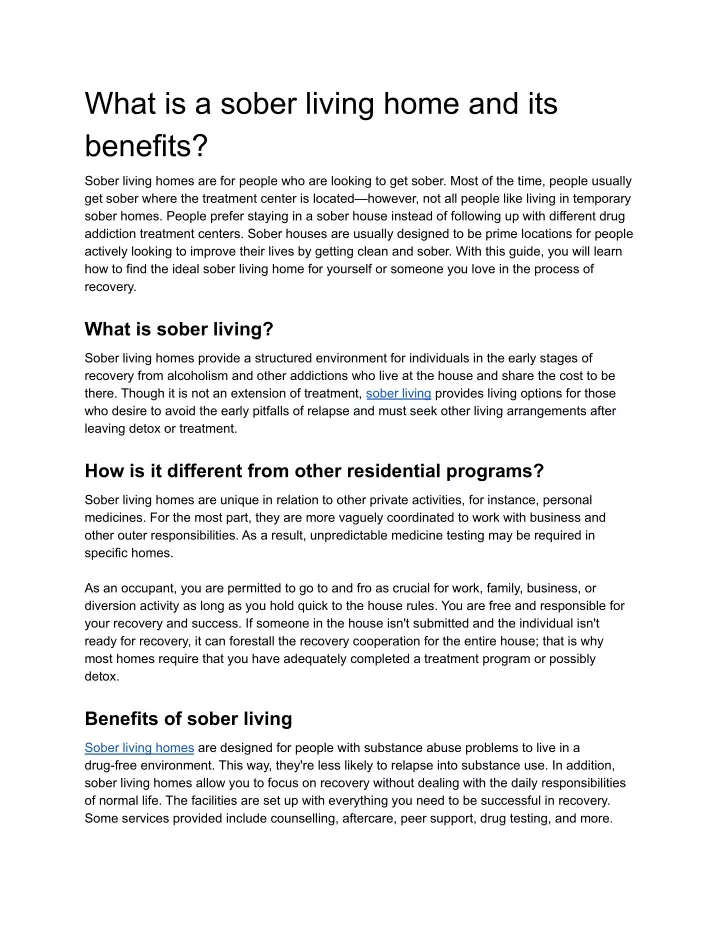 Ppt What Is A Sober Living Home And Its Benefits Powerpoint