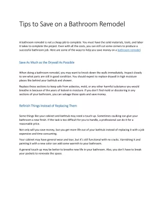 tips to save on a bathroom remodel