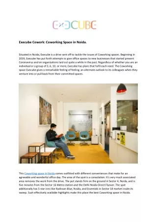 Execube Provides Coworking space in Noida Sector 4