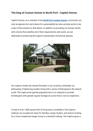 The king of Custom homes in North Port _ Capitol Homes