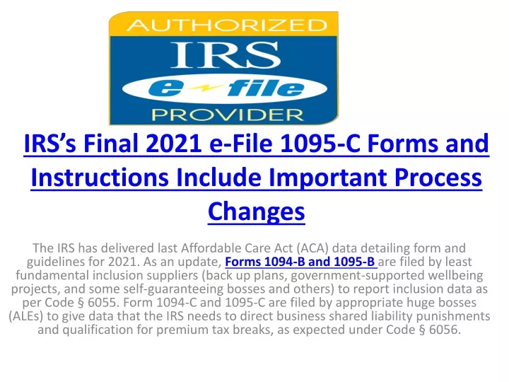 irs s final 2021 e file 1095 c forms and instructions include important process changes