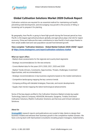global cultivation solutions market