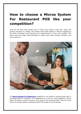 how to choose a micros system for restaurant