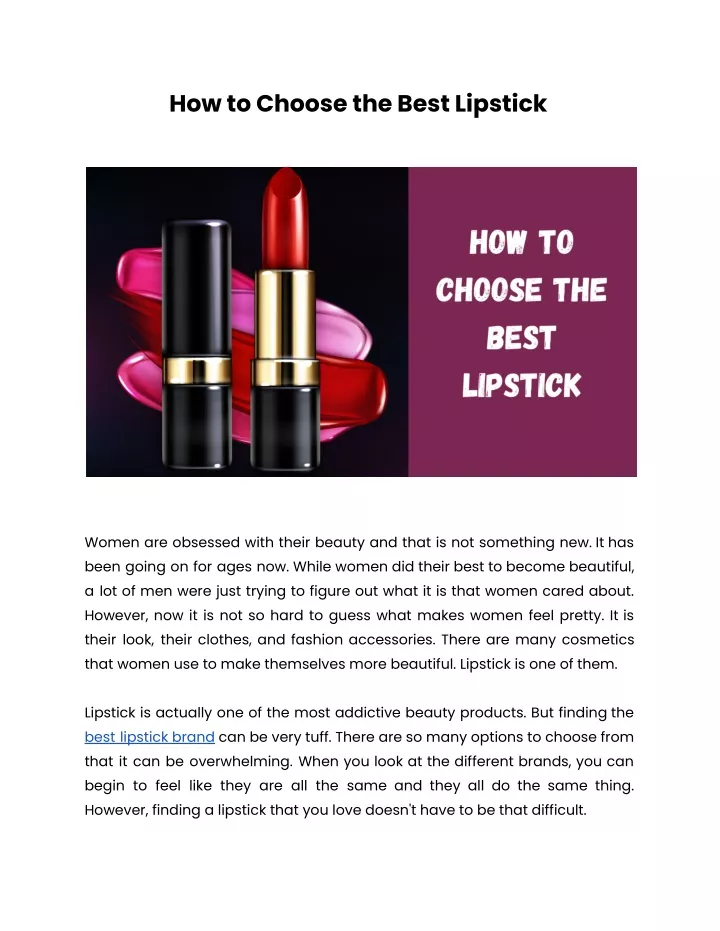 how to choose the best lipstick