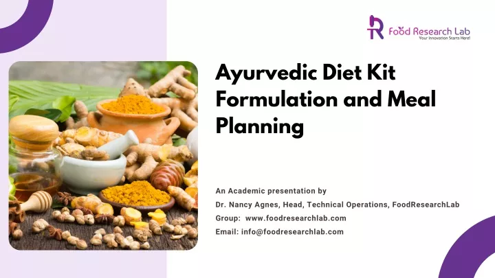 ayurvedic diet kit formulation and meal planning