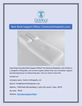 best neck support pillow davinciorthopedics com