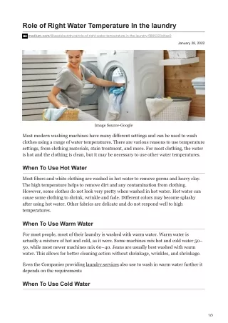 Role of Right Water Temperature In the Laundry