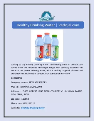 Healthy Drinking Water | Vedicjal.com