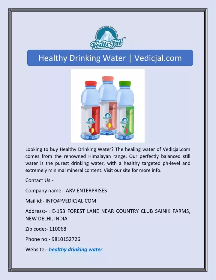 healthy drinking water vedicjal com