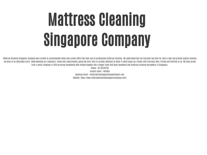 mattress cleaning in singapore price