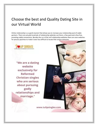 Choose the best and Quality Dating Site in our Virtual World