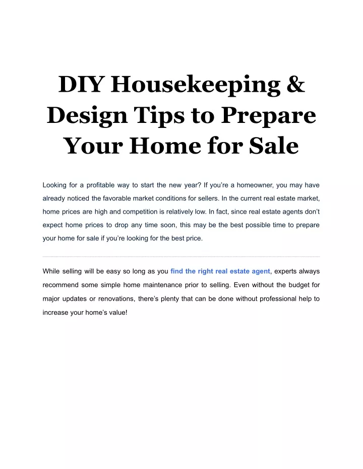 diy housekeeping design tips to prepare your home