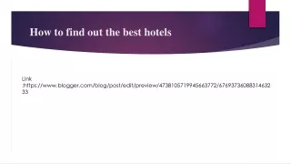 How to find out the best hotels