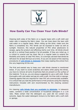 How Easily Can You Clean Your Cafe Blinds