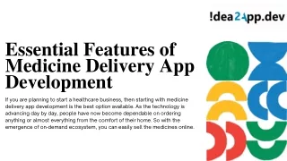 Essential Features of Medicine Delivery App Development