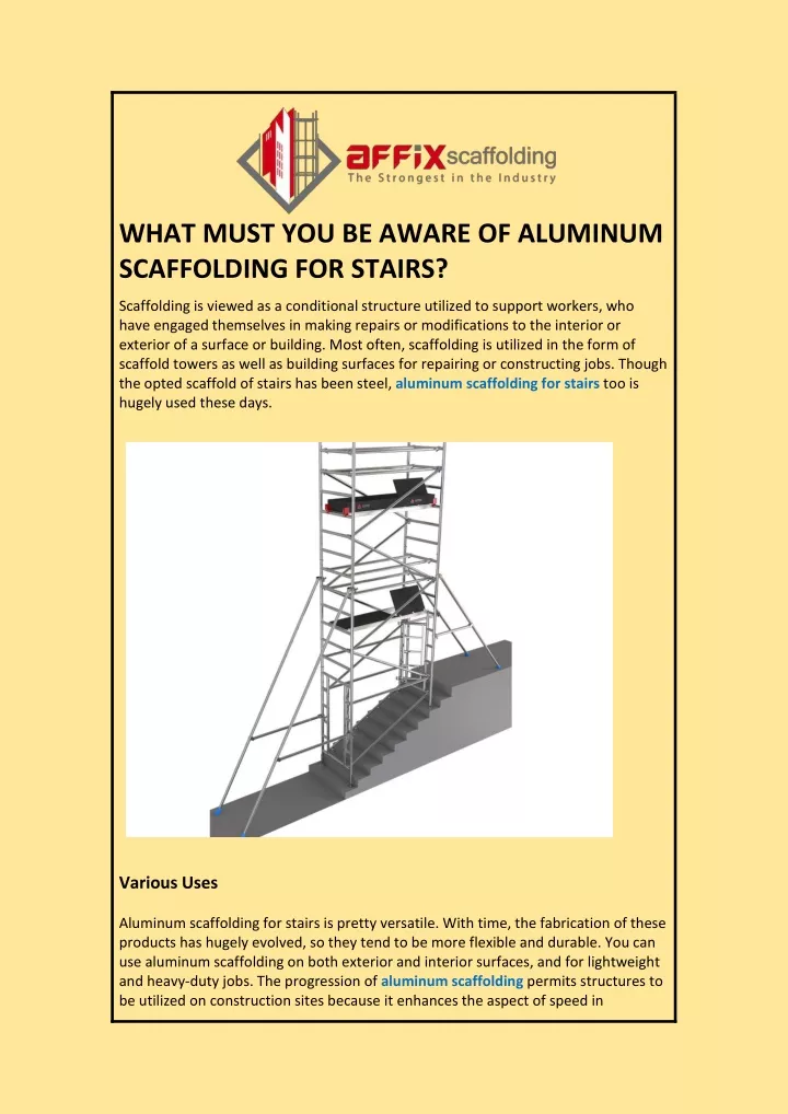 what must you be aware of aluminum scaffolding