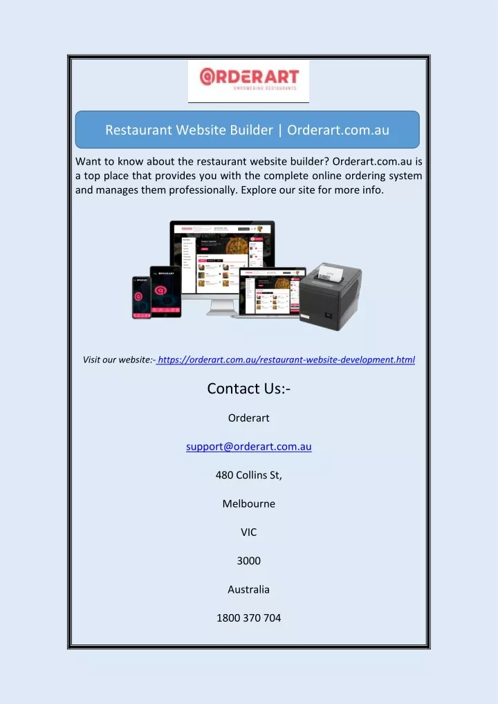 restaurant website builder orderart com au