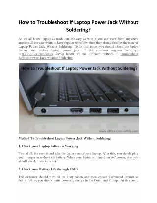 how to troubleshoot if laptop power jack without