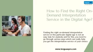 how to find the right on demand interpretation