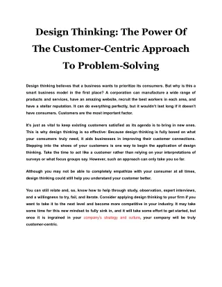 design thinking the power of