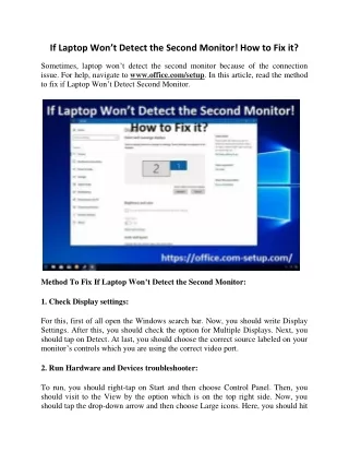 if laptop won t detect the second monitor