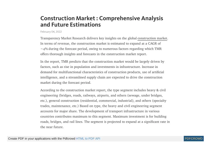 construction market comprehensive analysis