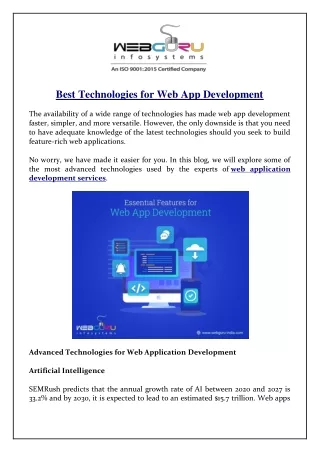 best technologies for web app development