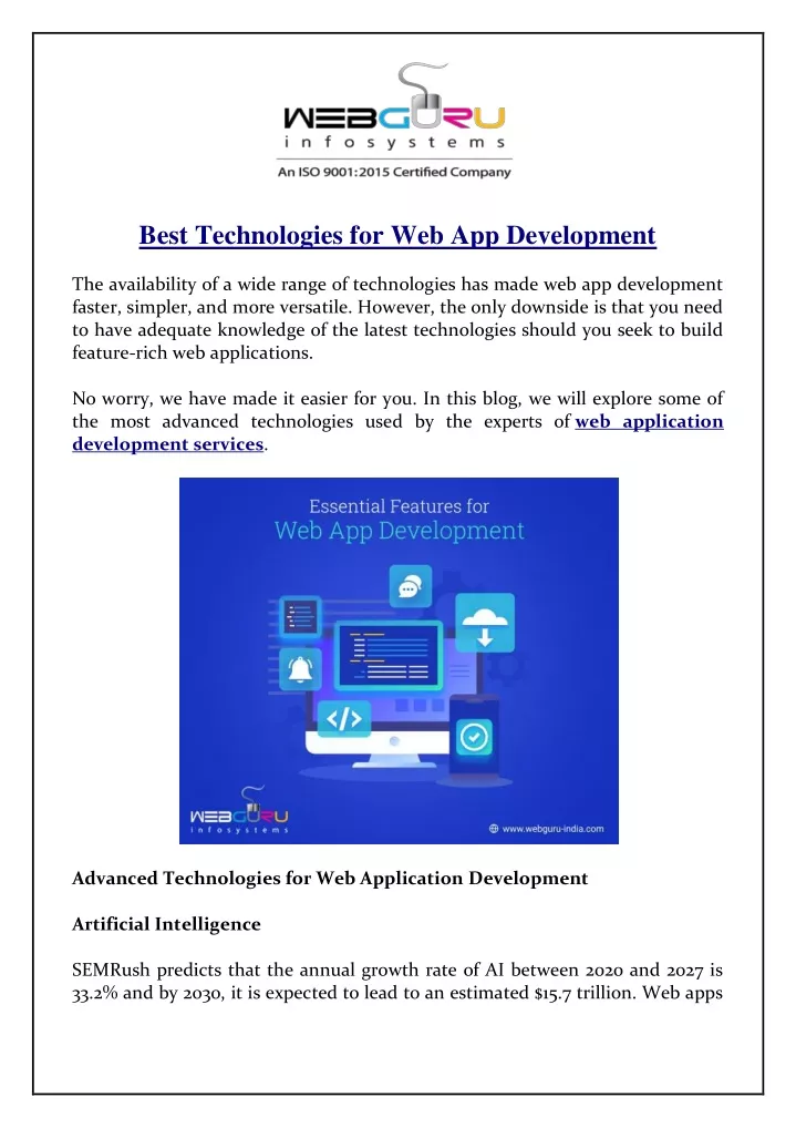 best technologies for web app development