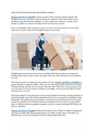 WHAT ARE THE WAGHBIL PACKERS AND MOVERS’ CHARGES?