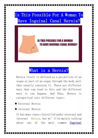 Is This Possible For A Woman To Have Inguinal Hernia