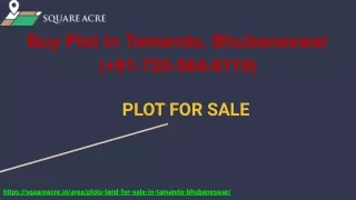 Buy Plot In Tamando, Bhubaneswar ( 91-720-564-8119)