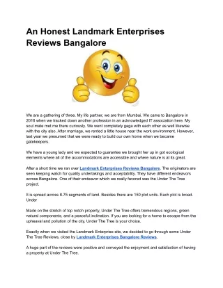An Honest Landmark Enterprises Reviews Bangalore
